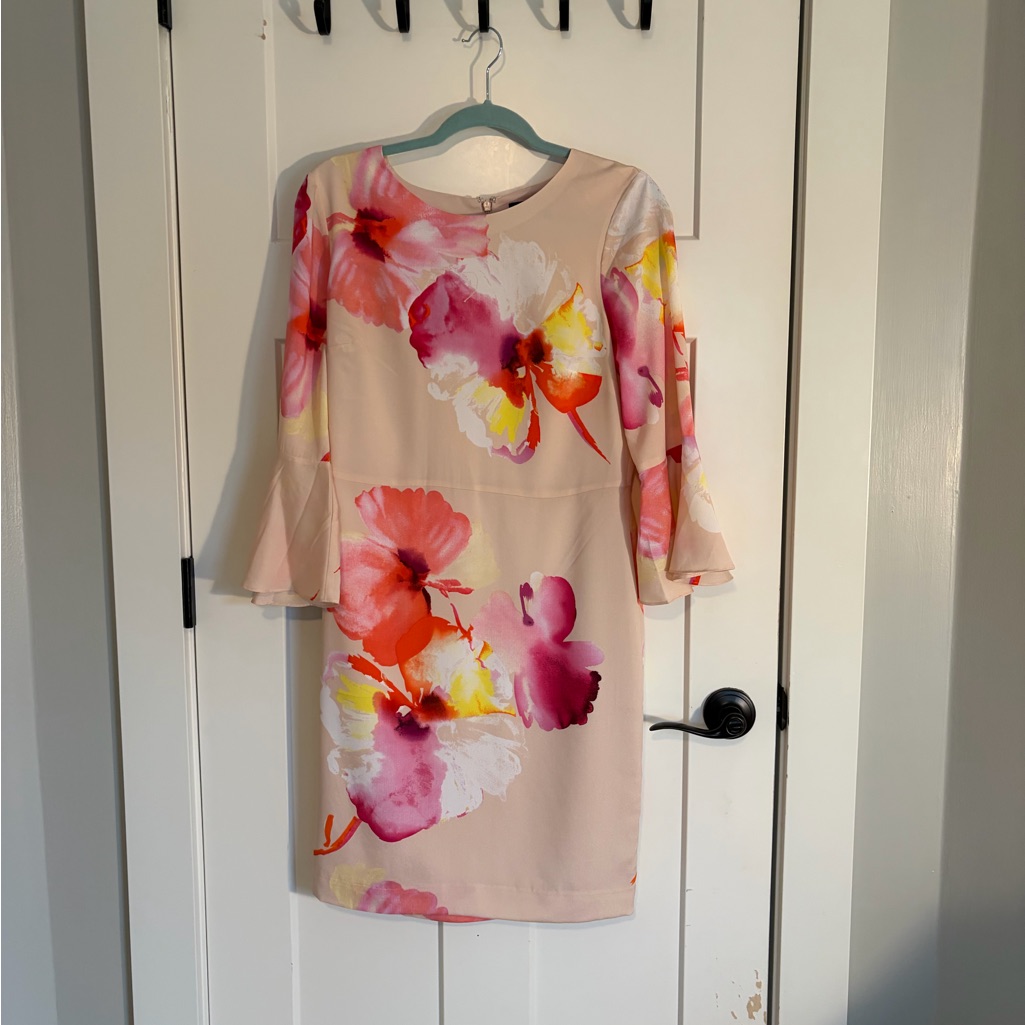 The Limited Pink And Orange Floral Long Sleeve Dress